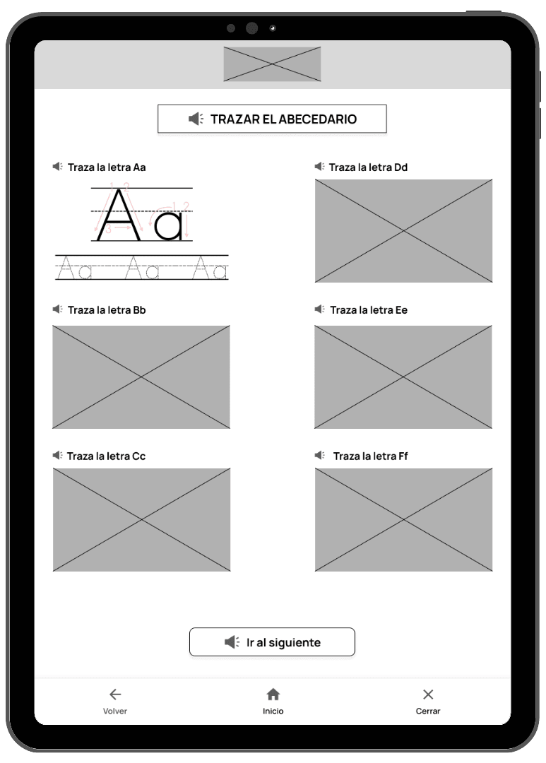 Digital Wireframes de Letra a Letra - Tablet